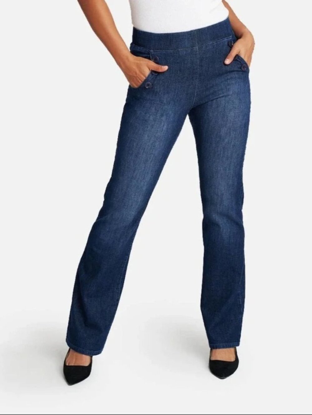 Betabrand Lightweight Vintage Wash Six Button Yoga Denim Jeans Medium Long Tall